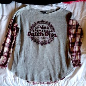 Dutch Bros “Live Life Dutch” Graphic Long-sleeve Thermal/Flannel Size Medium
